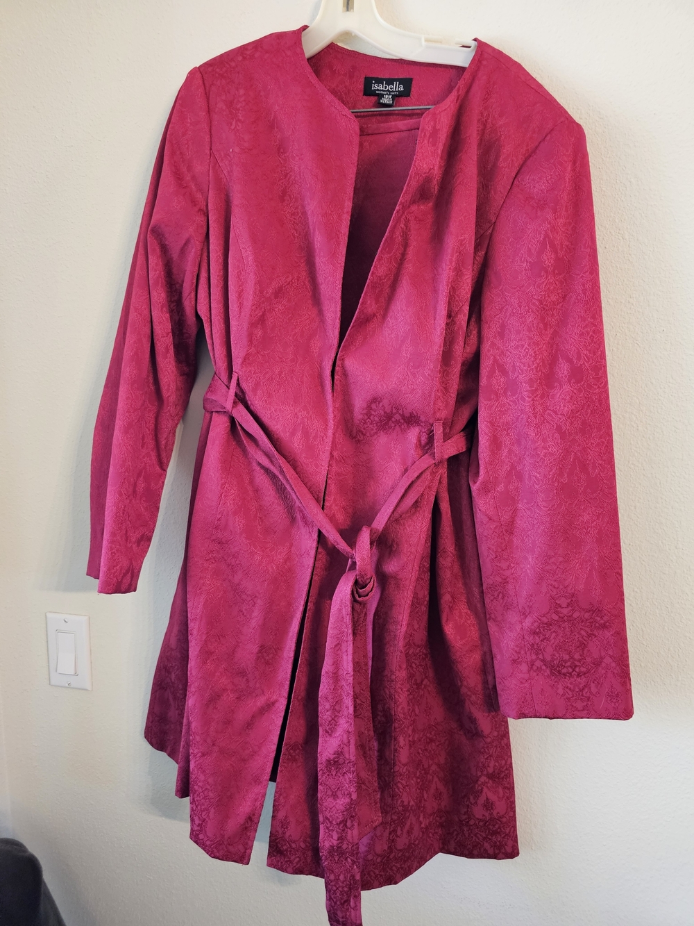 Isabella Vibrant Red Skirt Set with Tie Belt Trench Coat